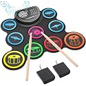 Sboet - Electronic drum set, 9 drum practice pad with headphone jack, roll up drum kit machine with built-in drum pedals and sticks 10 hours of