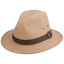 Scala Men's Plus-Size Hemp Safari Hat with Leather Band
