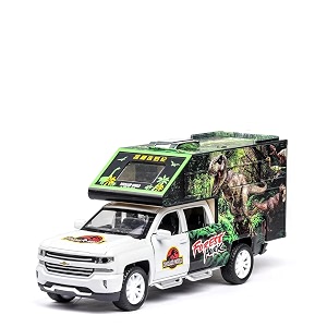 scale exclusive alloy metal pull back die-cast car model with sound light mini auto toy for kids metal model toy car with sound and light 132 scale dino-saur world truck-white