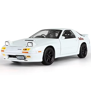 scale exclusive alloy metal pull back die-cast car model with sound light mini auto toy for kids metal model toy car with sound and light 124 scale mazda rx7-white