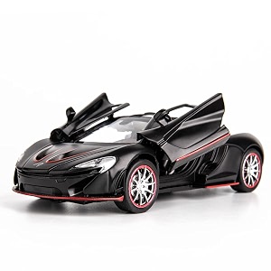 scale exclusive alloy metal pull back die-cast car model with sound light mini auto toy for kids metal model toy car with sound and light 132 scale mclarean p1- black