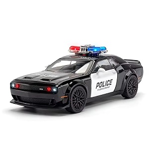 scale exclusive alloy metal pull back die-cast car model with sound light mini auto toy for kids metal model toy car with sound and light 132 scale dodge challenger police-black