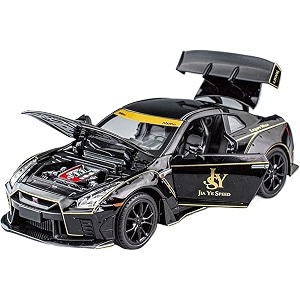 scale exclusive alloy metal pull back die-cast car model with sound light mini auto toy for kids metal model toy car with sound and light 122 scale niss-an gtr r50-black