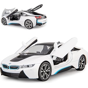 scale exclusive alloy metal pull back die-cast car model with sound light mini auto toy for kids metal model toy car with sound and light 132 scale b-m-w i8 - white