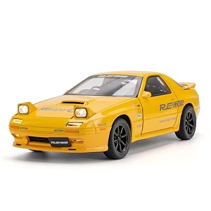 scale exclusive alloy metal pull back die-cast car model with sound light mini auto toy for kids metal model toy car with sound and light 124 scale mazda rx7-yellow