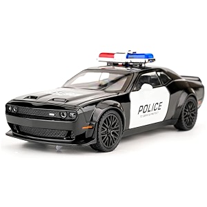 scale exclusive alloy metal pull back die-cast car model with sound light mini auto toy for kids metal model toy car with sound and light 124 scale dodge challenger police-black
