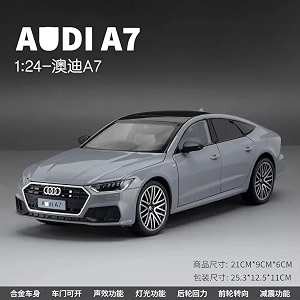 scale exclusive alloy metal pull back die-cast car model with sound light mini auto toy for kids metal model toy car with sound and light 124 scale aodi a7- grey