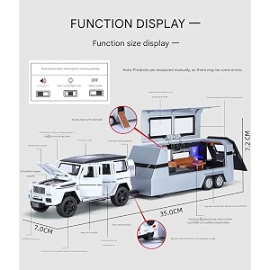 scale exclusive alloy metal pull back die-cast car model with sound light mini auto toy for kids metal model toy car with sound and light 132 scale merce-dees g63 trailer-silver