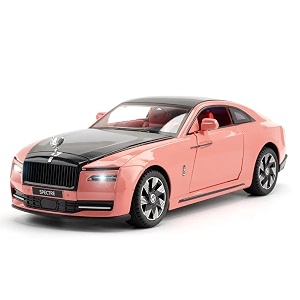 scale exclusive alloy metal pull back die-cast car model with sound light mini auto toy for kids metal model toy car with sound and light 124 sacle -rolls royce spectre-pink color