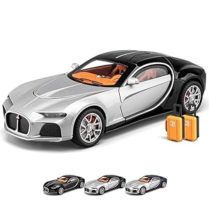 scale exclusive alloy metal pull back die-cast car model with sound light mini auto toy for kids metal model toy car with sound and light 124 scale -buggati atlantic-silver