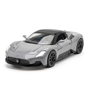 scale exclusive alloy metal pull back die-cast car model with sound light mini auto toy for kids metal model toy car with sound and light 122 scale maserati mc20- grey
