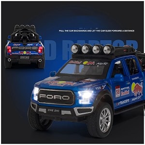 scale exclusive alloy metal pull back die-cast car model with sound light mini auto toy for kids metal model toy car with sound and light 128 scale f150 edition 6x6 pickup-blue