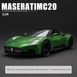 scale exclusive alloy metal pull back die-cast car model with sound light mini auto toy for kids metal model toy car with sound and light 122 scale maserati mc20- green
