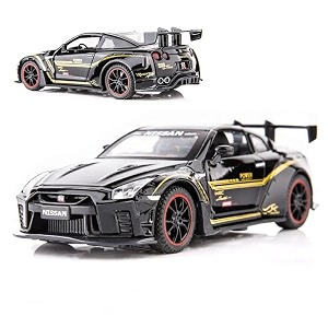 scale exclusive alloy metal pull back die-cast car model with sound light mini auto toy for kids metal model toy car with sound and light 132 scale ni-ssan gtr-black