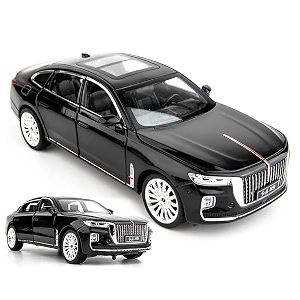 scale exclusive alloy metal pull back die-cast car model with sound light mini auto toy for kids metal model toy car with sound and light 124 scale hongqi h9-black