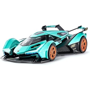 scale exclusive alloy metal pull back die-cast car model with sound light mini auto toy for kids metal model toy car with sound and light 132 scale lamborghini ranbo v12gt-green