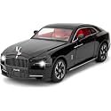 Scale Exclusive Alloy Metal Pull Back Die-cast Car Model with Sound Light Mini Auto Toy for Kids Metal Model Toy Car with Sound and Light (1.24 SACLE -Rolls Royce Spectre-Black)