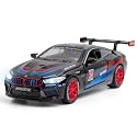Scale Exclusive Alloy Metal Pull Back Die-cast Car Model with Sound Light Mini Auto Toy for Kids Metal Model Toy Car with Sound and Light (1.32 Scale B-M-W M8 GTE Sport-Black)
