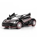 Scale Exclusive Alloy Metal Pull Back Die-cast Car Model with Sound Light Mini Auto Toy for Kids Metal Model Toy Car with Sound and Light (1:32 Scale MCLAREAN P1- Black)
