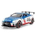 Scale Exclusive Alloy Metal Pull Back Die-cast Car Model with Sound Light Mini Auto Toy for Kids Metal Model Toy Car with Sound and Light (1:22 Scale NISS-an GTR R50-BLUE/WHITE)