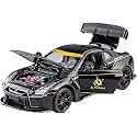 Scale Exclusive Alloy Metal Pull Back Die-cast Car Model with Sound Light Mini Auto Toy for Kids Metal Model Toy Car with Sound and Light (1:22 Scale NISS-an GTR R50-BLACK)