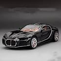 Scale Exclusive Alloy Metal Pull Back Die-cast Car Model with Sound Light Mini Auto Toy for Kids Metal Model Toy Car with Sound and Light (1.24 Scale -BUGGATI Atlantic-Black)