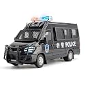 Scale Exclusive Alloy Metal Pull Back Die-cast Car Model with Sound Light Mini Auto Toy for Kids Metal Model Toy Car with Sound and Light (1.24 Scale IVECO Police Van-Black)