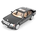 Scale Exclusive Alloy Metal Pull Back Die-cast Car Model with Sound Light Mini Auto Toy for Kids Metal Model Toy Car with Sound and Light (1:24 Scale M-Benz W140 320SEL-BLACK)