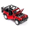 Scale Exclusive Alloy Metal Pull Back Die-cast Car Model with Sound Light Mini Auto Toy for Kids Metal Model Toy Car with Sound and Light (1.32 Scale Rubicon 1941 Jeep-RED)