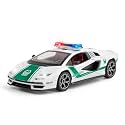 Scale Exclusive Alloy Metal Pull Back Die-cast Car Model with Sound Light Mini Auto Toy for Kids Metal Model Toy Car with Sound and Light (1:24 Lamborghini Dubai Super Police CAR -White)