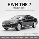 Scale Exclusive Alloy Metal Pull Back Die-cast Car Model with Sound Light Mini Auto Toy for Kids Metal Model Toy Car with Sound and Light (1:24 Scale B-M-W 7-Series 760i-BLACK)