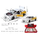 Scale Exclusive Alloy Metal Pull Back Die-cast Car Model with Sound Light Mini Auto Toy for Kids Metal Model Toy Car with Sound and Light (1:24 NISS-an GTR R34 Skyline-Yellow)