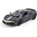 Scale Exclusive Alloy Metal Pull Back Die-cast Car Model with Sound Light Mini Auto Toy for Kids Metal Model Toy Car with Sound and Light (1.32 Scale FE RARI SF90 -Grey)