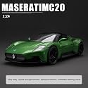 Scale Exclusive Alloy Metal Pull Back Die-cast Car Model with Sound Light Mini Auto Toy for Kids Metal Model Toy Car with Sound and Light (1.22 Scale Maserati MC20- Green)