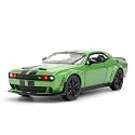 Scale Exclusive Alloy Metal Pull Back Die-cast Car Model with Sound Light Mini Auto Toy for Kids Metal Model Toy Car with Sound and Light (1.22 Scale Dodge Challenger Charger SRT-Green)
