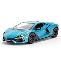 Scale Exclusive Alloy Metal Pull Back Die-cast Car Model with Sound Light Mini Auto Toy for Kids Metal Model Toy Car with Sound and Light (1:24 Lamborghini Revuelto LB774-BLUE)