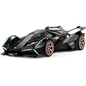 Scale Exclusive Alloy Metal Pull Back Die-cast Car Model with Sound Light Mini Auto Toy for Kids Metal Model Toy Car with Sound and Light (1:22 Scale Lamborghini RANBO V12GT-BLACK)
