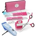 Scaredy Cut Adaptive Grooming System, Quiet Dog Grooming Kit with Scissors & Low-Noise Clipper (Right-Handed Pink)