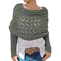 Scarf with Sleeves for Women, Knitted Cable Wrap, Multifunctional Knitted Crochet Shrugs, Double Sleeve Scarf Wrap
