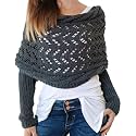Scarf with Sleeves for Women, Knitted Cable Wrap, Multifunctional Knitted Crochet Shrugs, Double Sleeve Scarf Wrap