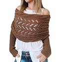 Scarf with Sleeves for Women, Knitted Cable Wrap, Multifunctional Knitted Crochet Shrugs, Double Sleeve Scarf Wrap