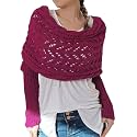 Scarf with Sleeves for Women, Knitted Cable Wrap, Multifunctional Knitted Crochet Shrugs, Double Sleeve Scarf Wrap
