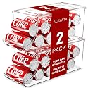 SCAVATA 2 Pack Stackable Refrigerator Organizer, Soda Can Dispenser Pop Cans Container Beverage Holder with Lid for Fridge, Freezer, Kitchen, Clear Plastic Storage Bins-Holds 10 Cans Each