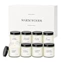 Scented Candles Gift Set, 8 Pack Warm Woods Soy Wax Candles, 3.5 oz Each