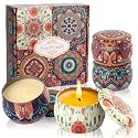 Scented Candles Gift Set - Women Candle Natural Soy Wax Aromatherapy Candle Stress Relief Small Gifts 120H Burning Candles 4 Pack 4.4 Oz for Home Christmas Birthday Mum Teacher Mothers Day