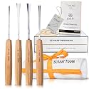 Schaaf Wood Carving Tools 4-pc Wood Chisel Set, Fishtail Gouges, Sharpened