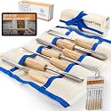 Schaaf Wood Carving Tools 7-pc Wood Chisel Set with Gouges, Cr-V 60 Steel