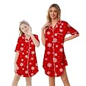 Schbbbta Girls &amp; Women Silk Nightgown, Short Sleeve Button Down Satin Nightshirt Pajama House Dress, 3 Years- Women 2XL