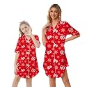 Schbbbta Girls &amp; Women Silk Nightgown, Short Sleeve Button Down Satin Nightshirt Pajama House Dress, 3 Years- Women 2XL