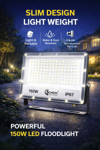 schein 150 watt led flood light white  pack of 1  bis approved  high bright outdoor security light  slim aluminium die-cast body  weatherproof  parking area warehouse street light flood light outdoor lamp
